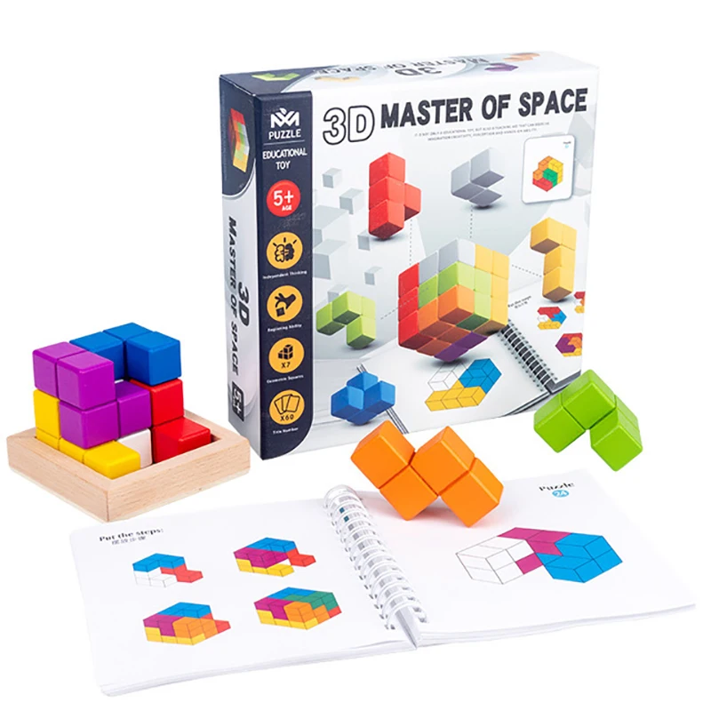 Nuovi Giocattoli Di Legno Per Bambini 3D Puzzle Logic Game 3D Thinking Spaziale Puzzle Da Tavolo Fai Da Te Cube Edcuational Toys For Children Gift