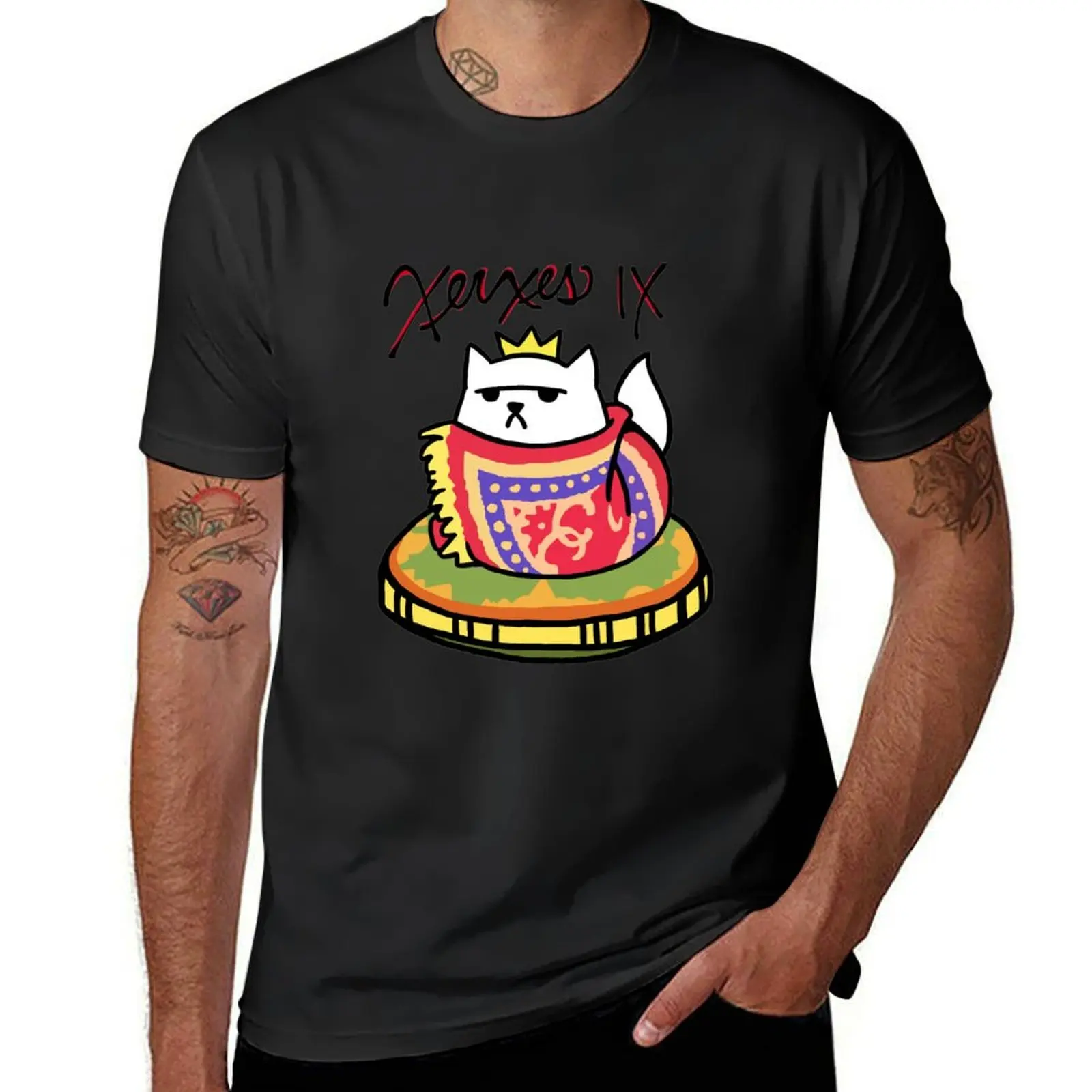 Xerxes IX (Neko Atsume) T-Shirt summer tops Short sleeve tee sweat shirts, men