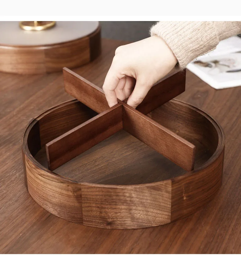 Double Layer Walnut Solid Wood Fruit Plate European Home Modern Dried Fruit Snack Dishes 23 Double Layer Walnut Solid Wood Fruit Plate European Home Modern Dried Fruit Snack Dishes