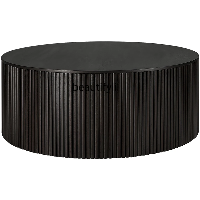 

Nordic Solid Wood round Storage Coffee Table Side Table
