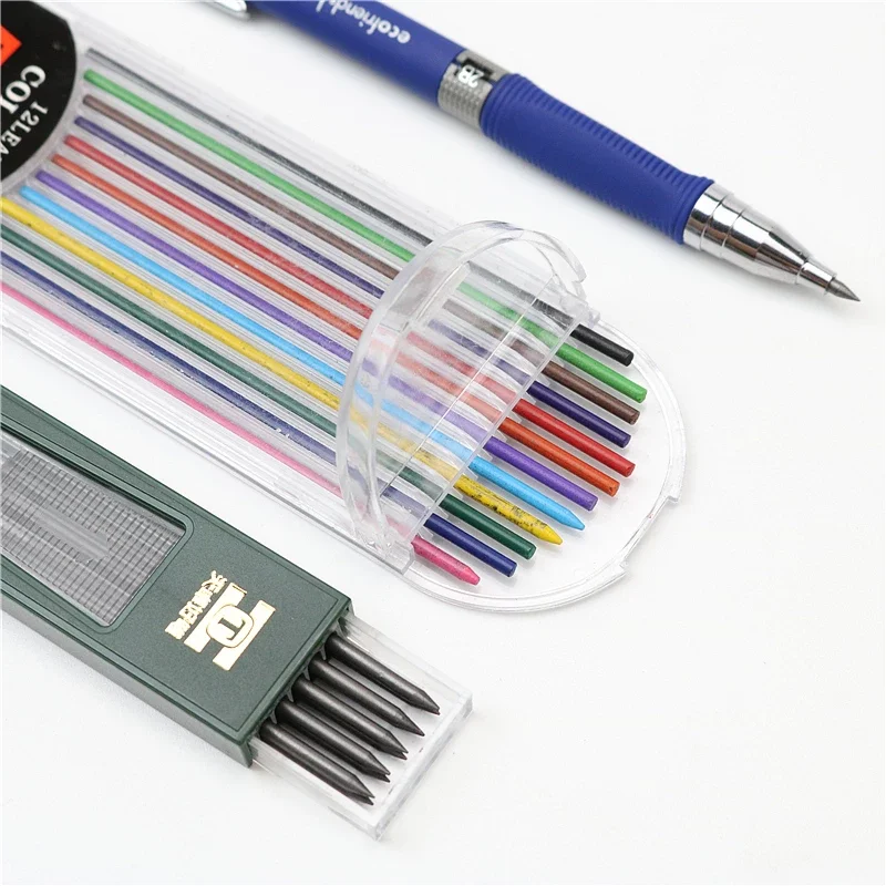 2.0 mm Mechanical Pencils Set 2B Automatic Student Pencils Gray/color Pencil Leads School Pens Supplies Office Kawaii Stationery 3