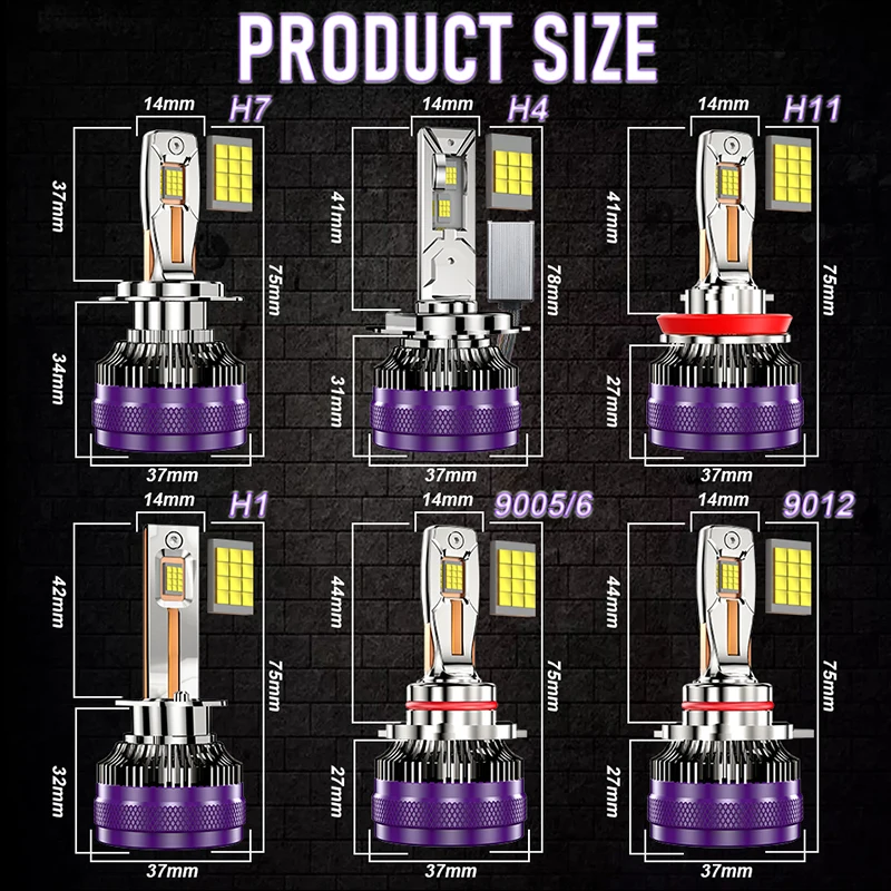 H7 Led Canbus Car Headlight Bulbs 1300W H1 H4 H8 H11 9005 HB3 9006 HB4 9012 HIR2 Auto Headlamp Turbo Led Fog Lights 6000K 12V