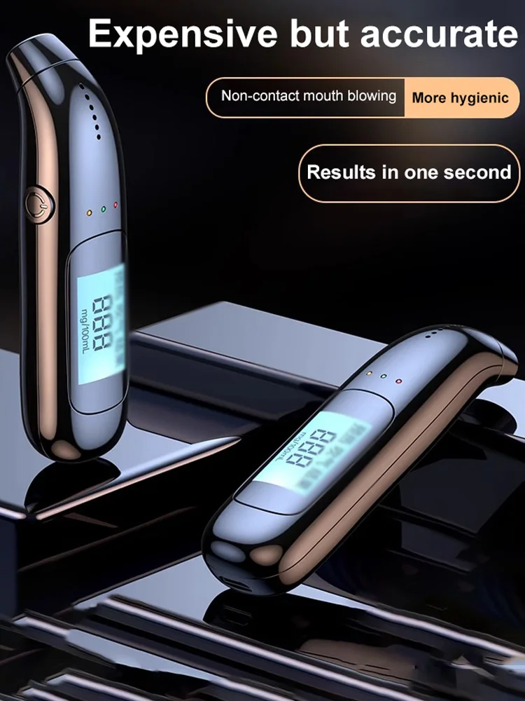 Rechargeable Alcohol Tester High Precision Breathalyzer Alcometer Non-contact Professional Car Portable Alcohol Detector