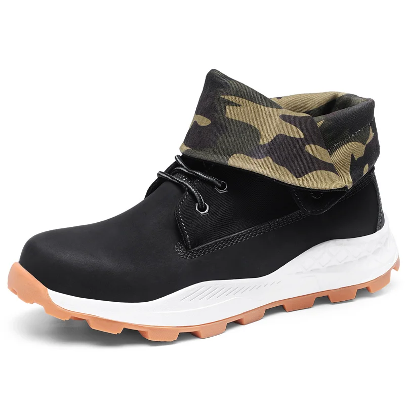 

Split Leather Hiking Shoes Outdoors Non-slip Male Mountain Hiker Boots Camping Climbing Tactical Trekking Shoes for Men