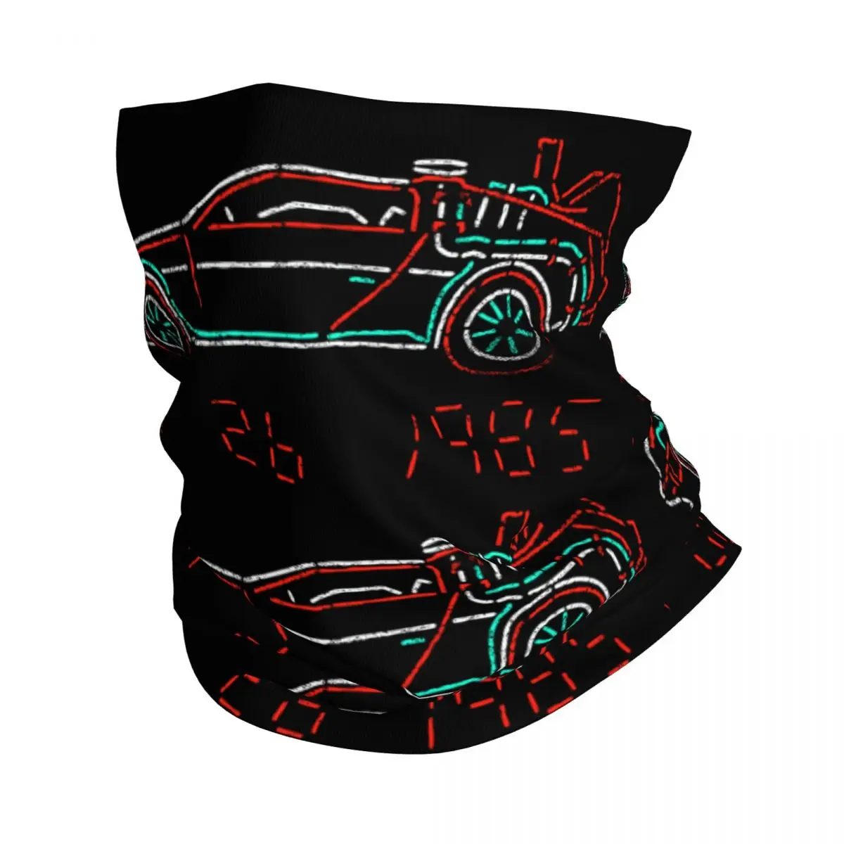

Back To The Future Delorean Neon Outline Bandana Neck Cover Printed Mask Scarf Warm Balaclava Hiking Unisex Adult Windproof