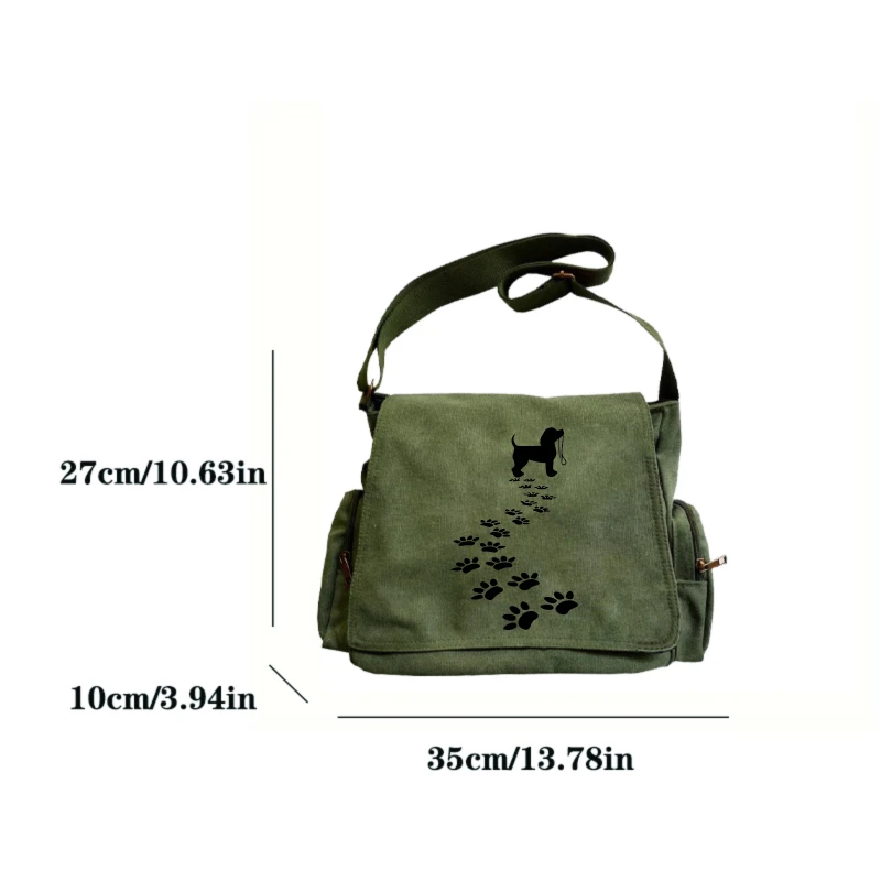 Casual Women's Shoulder Bag Crossbody Bag Messenger Bag Canvas Laptop Bag Dog Print Large Capacity Women's Bag
