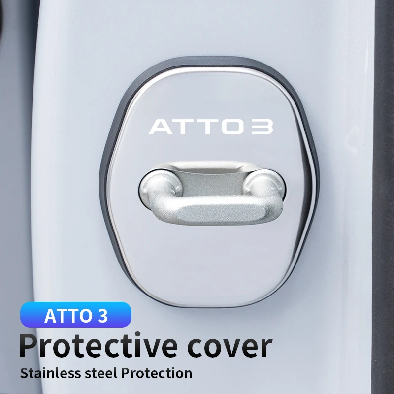 BYD 플러스 ATTO3 자동차 문짝 잠금 버클, 스테인레스 스틸 보호 커버 개조 특수 문짝 잠금 커버 장식에 적합