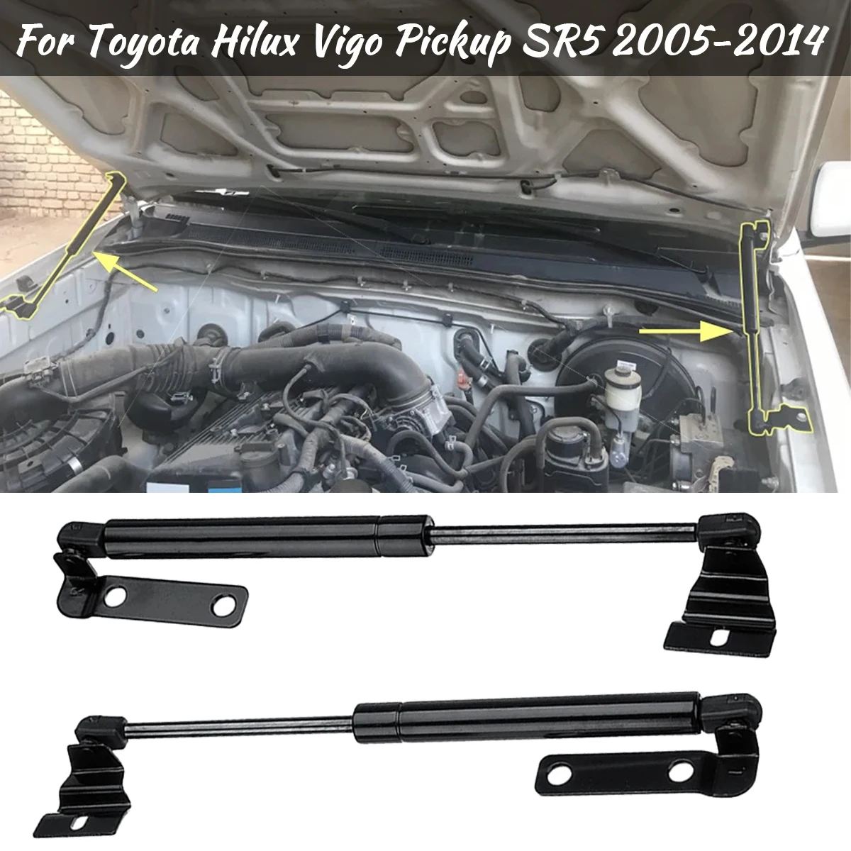 

Front Bonnet Hood Lift Support Rod Arm Gas Strut Spring Bars Shock Hydraulic For Toyota Hilux Vigo SR5 2005-2012 Car Accessories