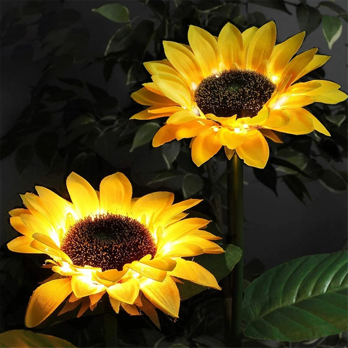 2 Pack Sunflower Solar Light Outdoor Waterproof LED Solar Light Lawn Landscape Courtyard Pathway Garden Decoration