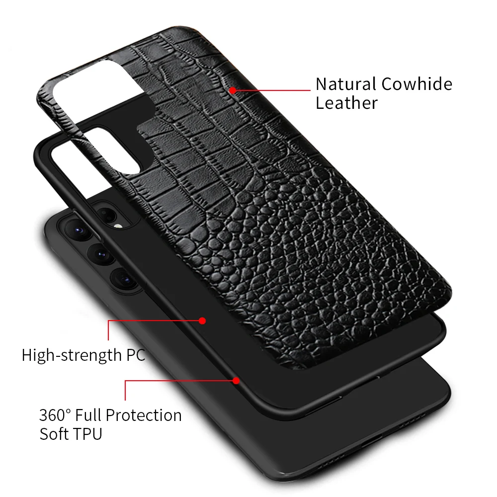 Genuine Leather Phone Case for Samsung Galaxy S24 S23 Ultra S22 Plus S21 FE S 24 23 Note 20 A55 A53 A54 5G Protector Back Cover