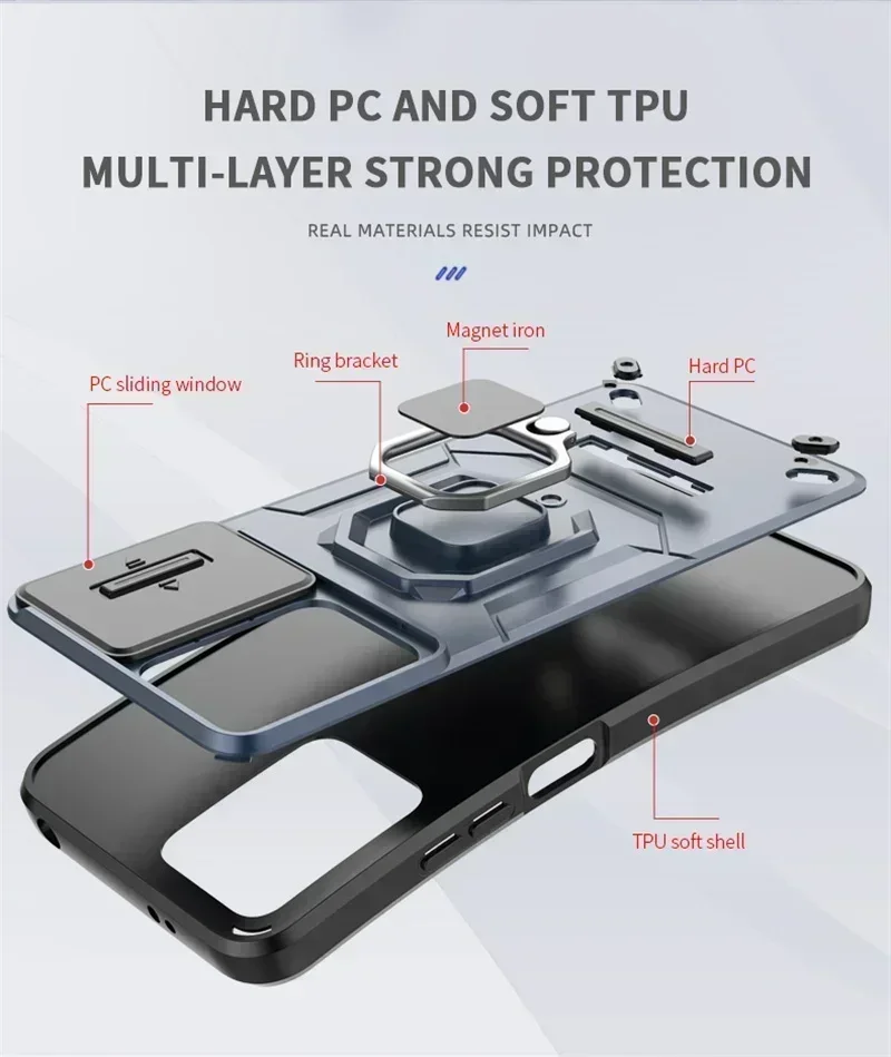 Armored Lens Slide Case with Ring Back Cover
