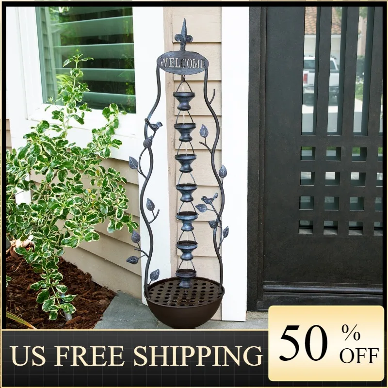 

Alpine Corporation Outdoor Hanging 7-Cup Tiered Floor Fountain Outdoor Fountains