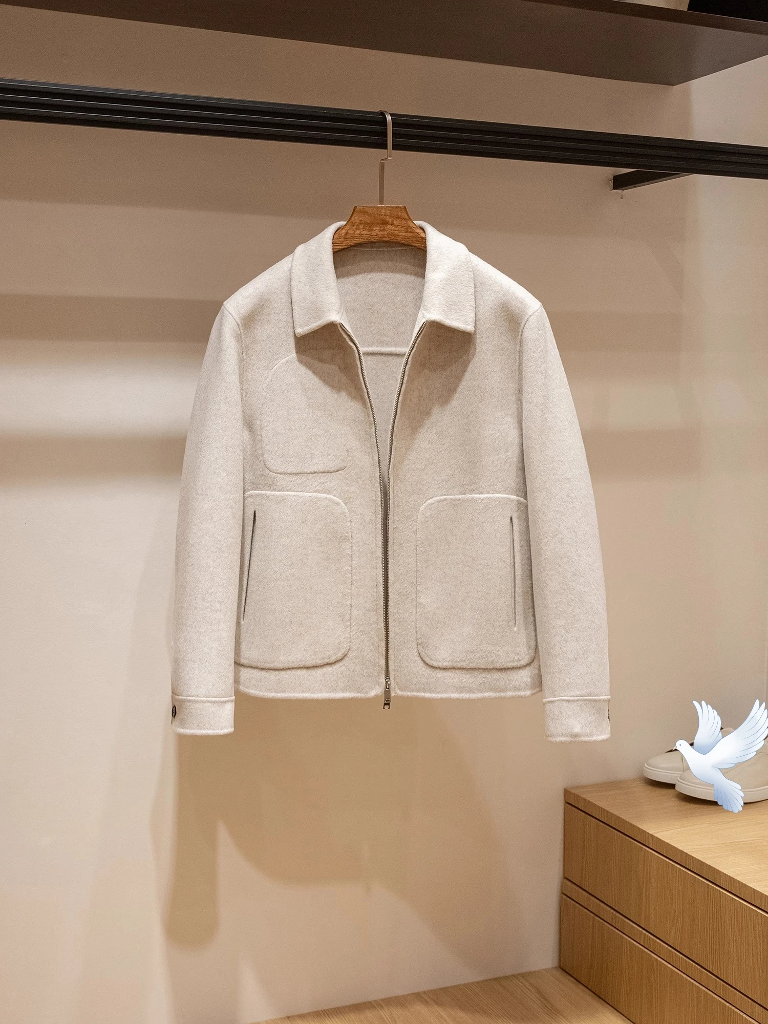 High quality Double-sided wool Keep warm in autumn and winter Gentleman Casual lapel Woolen cropped jacket luxury 3