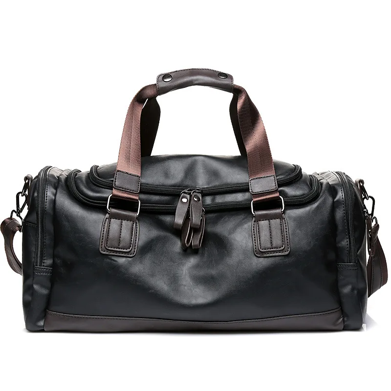 High Quality PU Leather Travel Bag For Men Large Capacity Gym Fitness HandBag Fashion Shoulder Bag Male Luggage Duffel Bag