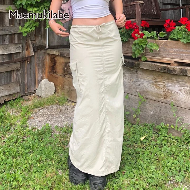 

Женская винтажная длинная юбка в стиле Харадзюку, с карманами