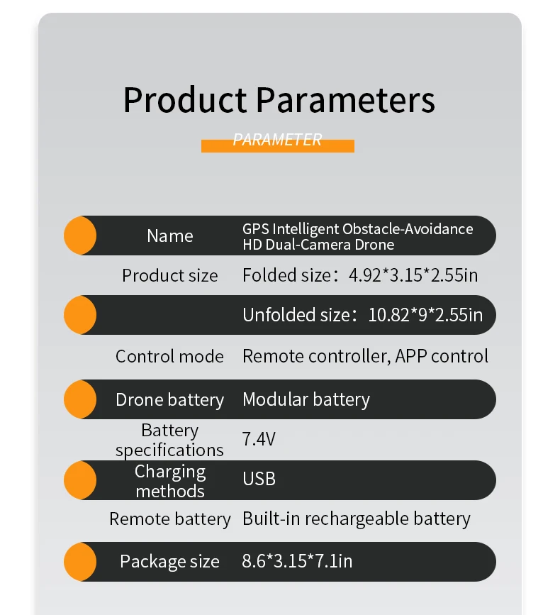 JJRC X26 Drone, PPARAMETER Name GPS Intelligent Obstacle-Avoidance HD Dual-C