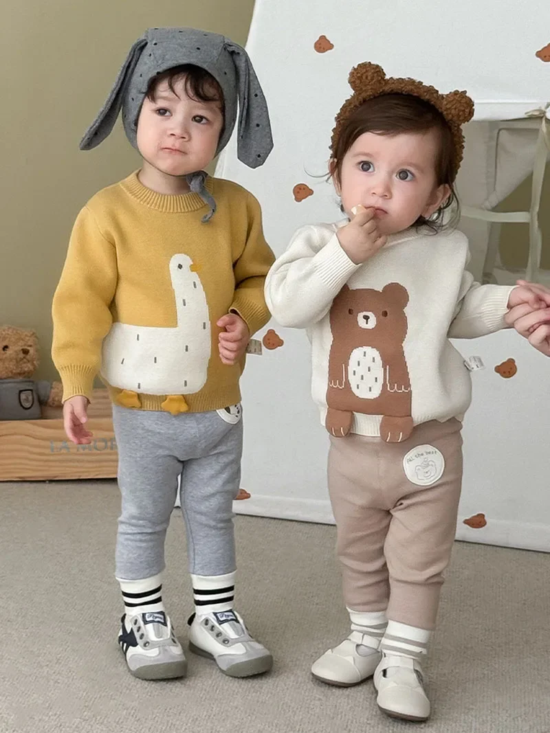 Autumn Kids Sweater Cartoon Bear Pullover