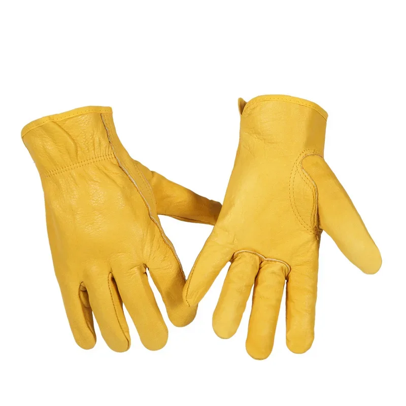 Electric Welder Cowhide Heat-insulating Work Gloves Kitchen Anti-scalding Gloves Outdoor Coldproof Protection Gardening