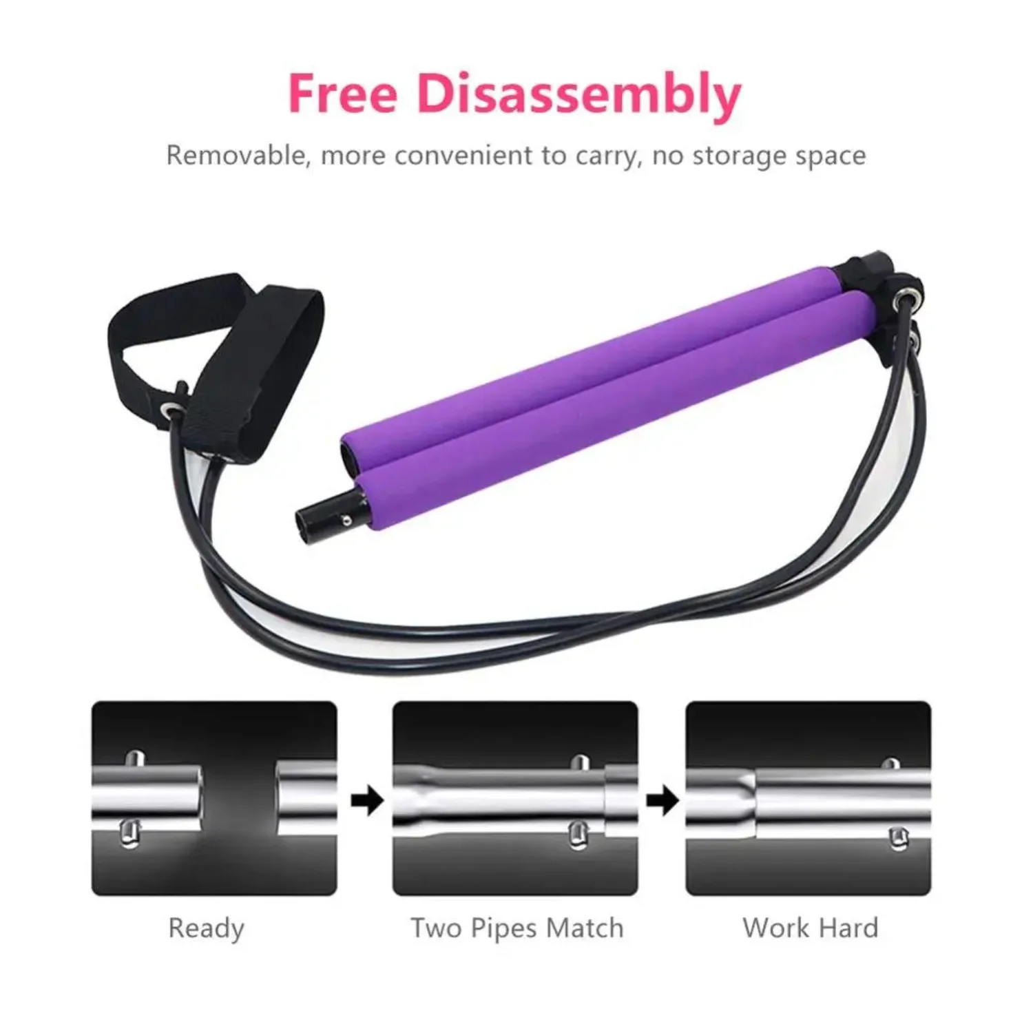 Portable Pilates Kit Resistance Band Yoga Pilates Stick Yoga Exercise Foot Loop Stretch Sculpt Twisting Sit-