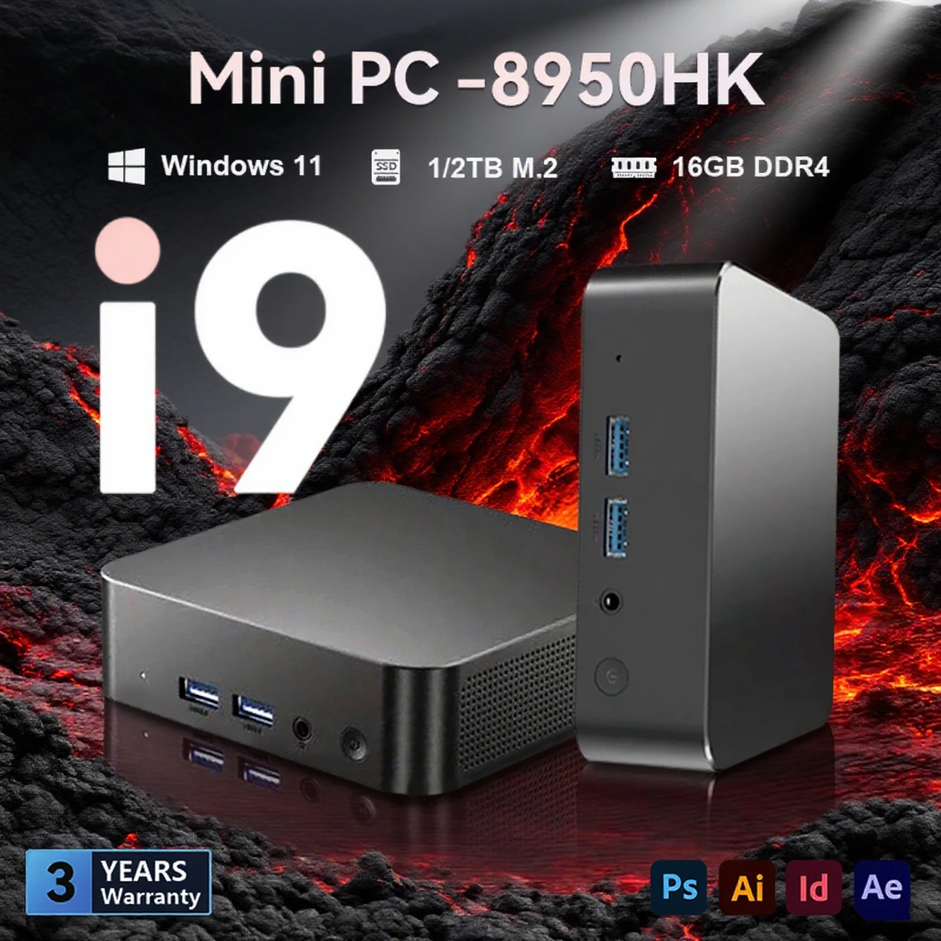 新品未使用ミニPC PC Core i9 8950hk 16GB 1TB Mini PC Windows 11 Pro Intel Core i9 8950HK 16GB DDR4 1TB SSD PC