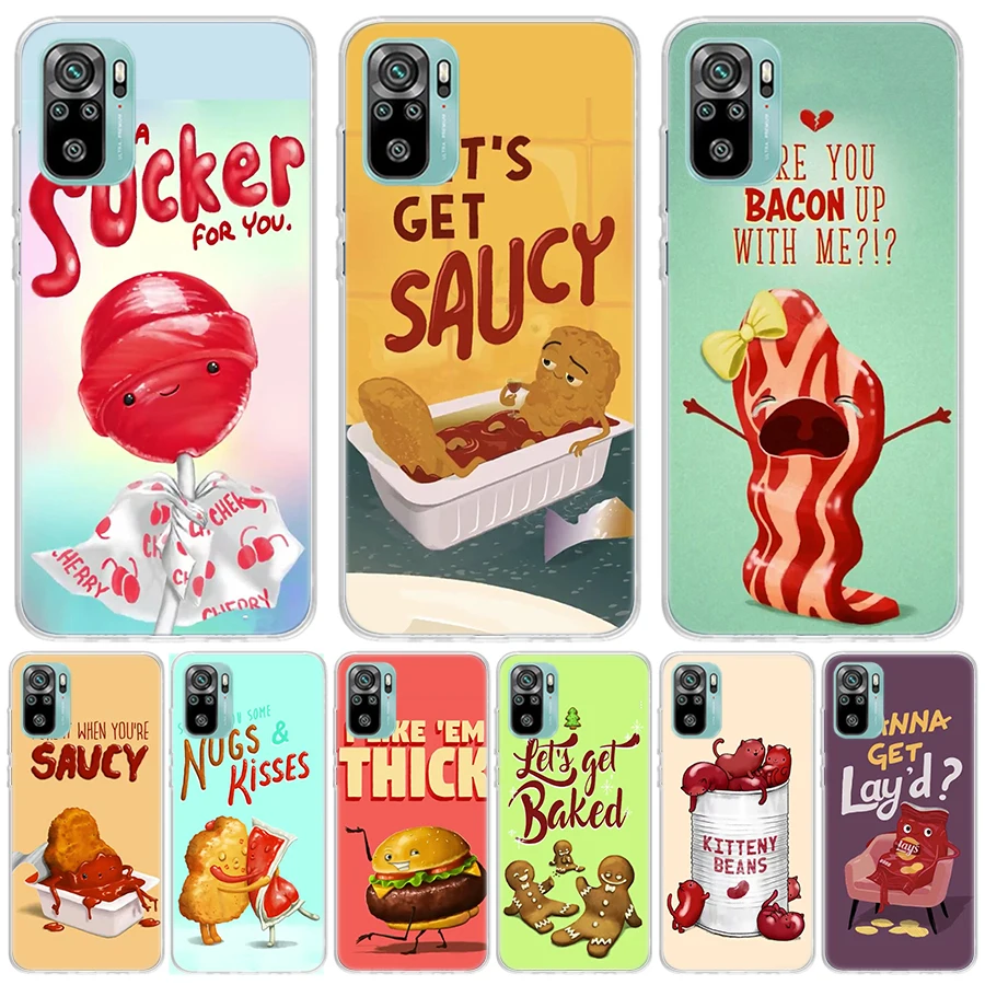 Simpatico Cartone Animato Cibo Poster Per Xiaomi Poco X3 Nfc X5 X4 M2 M3 M4 Pro F3 F2 F1 Cassa Del Telefono Mi Note 10 Lite A3 A2 A1 Cc9E Gt Fundas C