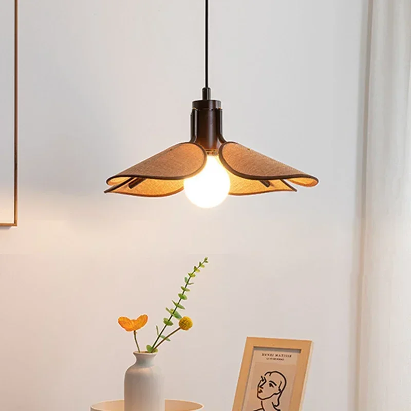 

Japanese Fabric Chandelier Hoom Decor Dining Table Pendant Light LED Lighting for Living Room Bedroom Lamp E27 Indoor Fixture