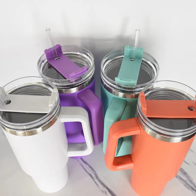 Purple 40oz Insulated Tumbler With Lid & Set of 4 Straw Toppers