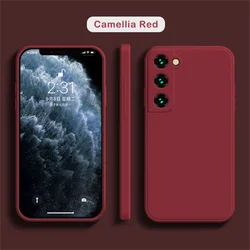 Premium Square Liquid Silicone Phone Case - Sleek and Durable Design for Note10 Plus (Camellia Red)
