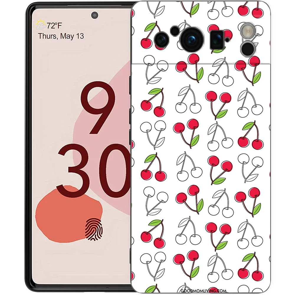 Charming Cherry Bow Soft Shockproof Black Phone Cover