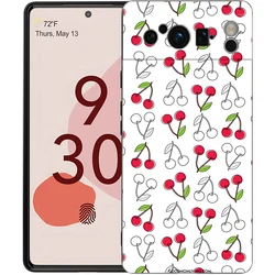 Charming Cherry Bow Soft Shockproof Black Phone Cover - Pixel 8 Pro (A1)