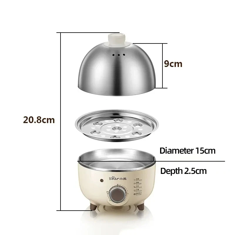 Multifunctional Electric Egg Boiler Stainless steel Egg Cooker with Timer Mini Steamer Poacher Kitchen Cooking Breakfast Machine