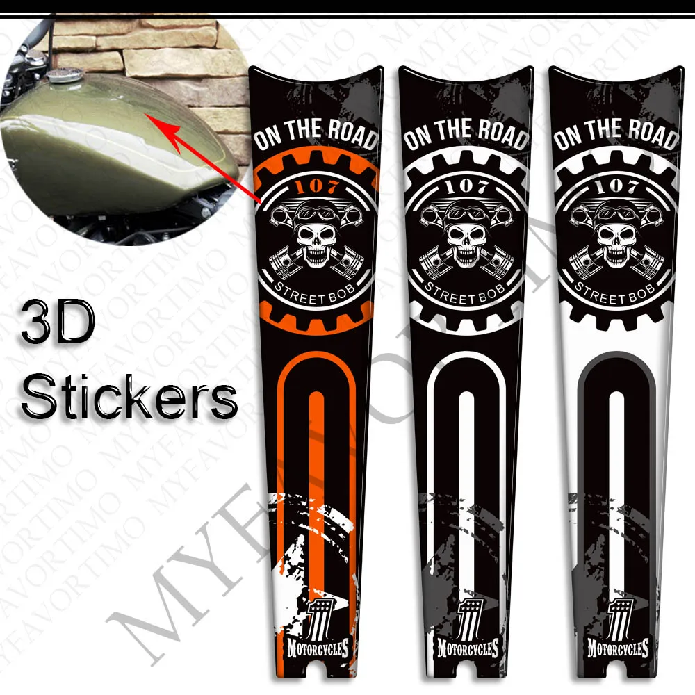 Motorcycle Stickers Decals Protector Tank Knee Pad Side Grips Gas Fuel Oil Kit For Harley Davidson Street Bob FXBB 107 M8