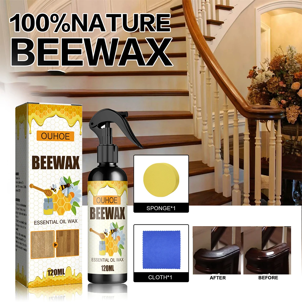 Furniture Solid Wood Care Beeswax Spray Waterproof Multipurpose Wear Resistant for Wooden Furniture Floors 120ml,wood care wax spray