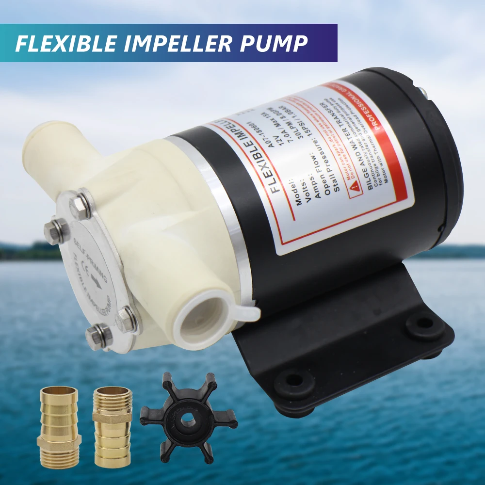 Bomba de Esgoto do Impulsor Flexível Centrífuga Auto-escorvante 12v 30lpm 8gpm rv Marinho Barco Iate Caminhão Reboque Mar Fresco Água Salgada