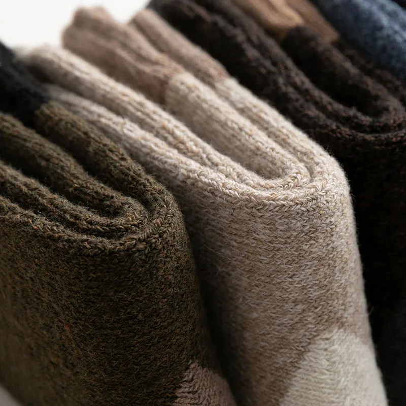 5 Pairs Thicken Middle Tube Socks for Men Soft Winter Warm Wool Color-matching Socks Floor Wear Sock Anti-cold Snow Russia Socks