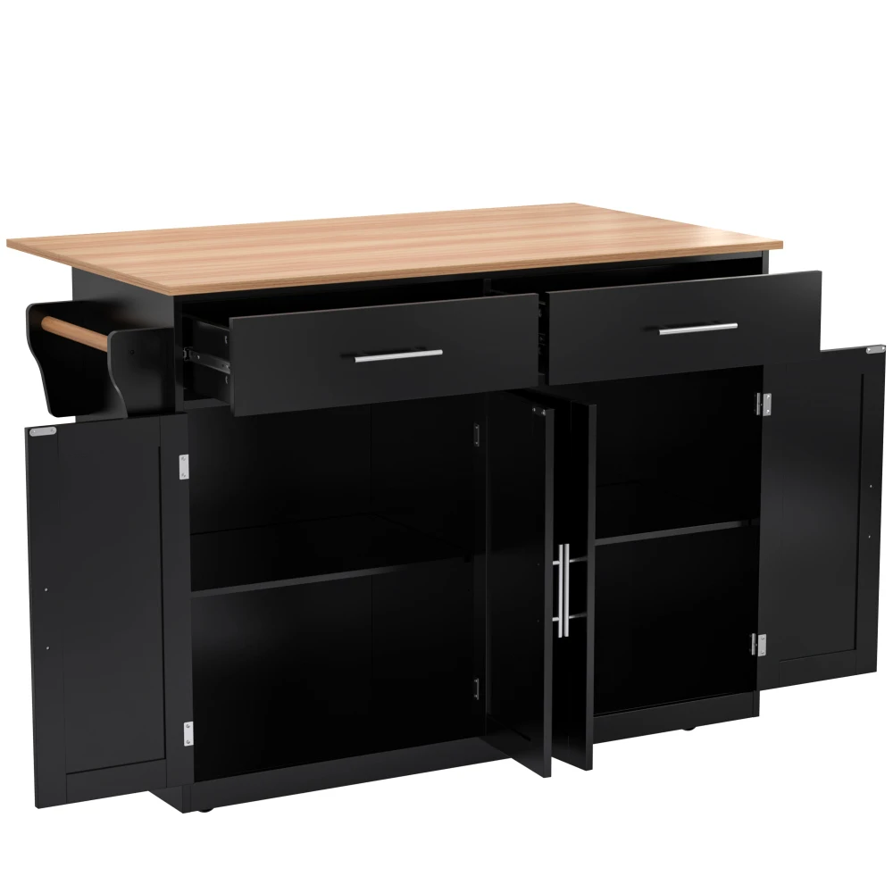 Servierwagen mit klappbarer Tischplatte, 120 x 46 (70) x 91 cm, mit Rollen und austauschbaren Holzbeinen, ideal für die Küche – Detail 15