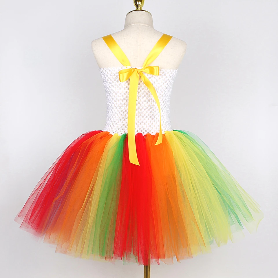 Costume Clown Bambina 2-7 Anni Con Vestito Arcobaleno, Cerchietto, Naso Rosso, Guanti, Borsetta E Calzini, Per Carnevale E Halloween