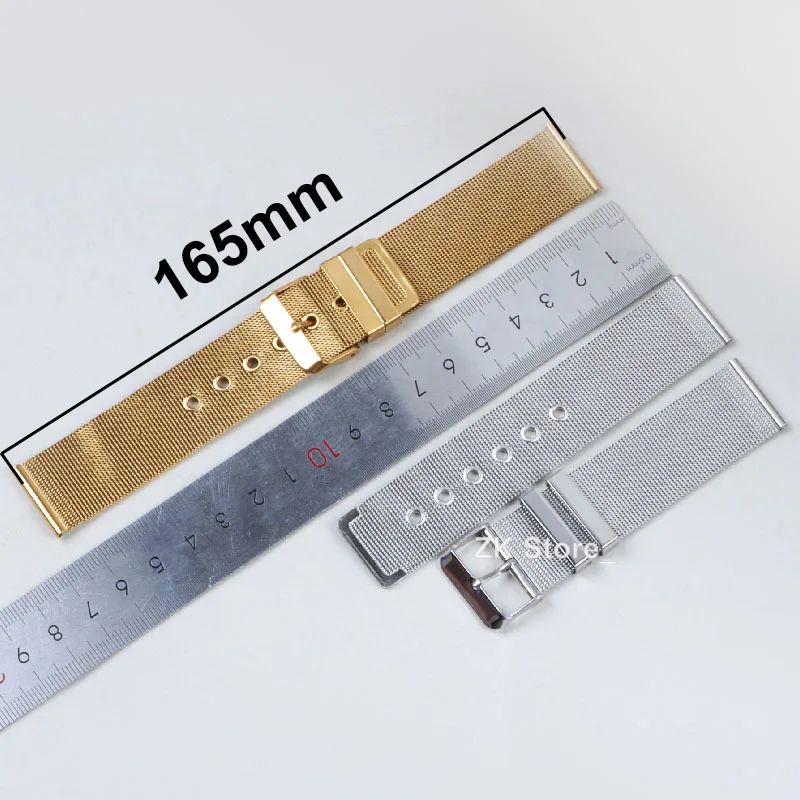 Elegant Stainless Steel Mesh Watch Straps - Silver, Gold, Black