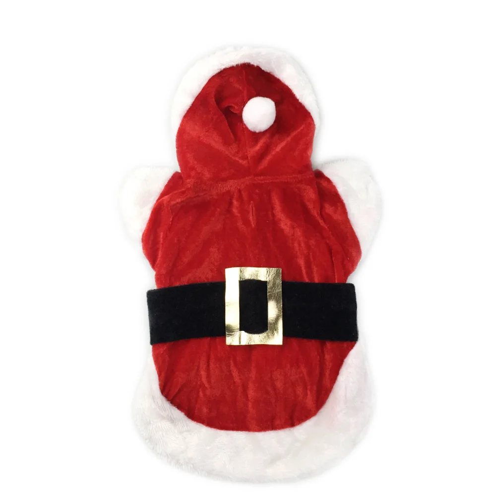 Santa Christmas Costume Pet Small Dogs Winter Hooded Coat Jackets Puppy Cat Chihuahua Yorkie Outfit