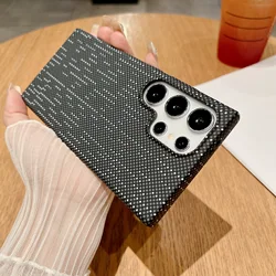 Ultra - Thin Magnetic Carbon Fiber Texture Case with MagSafe Wireless Charging Compatibility - S24 Ultra (Black Grid)