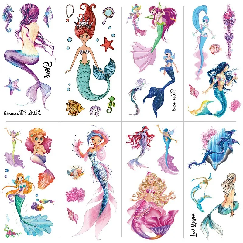 Glitter Mermaid Temporary Tattoo Stickers For Girls - Temu