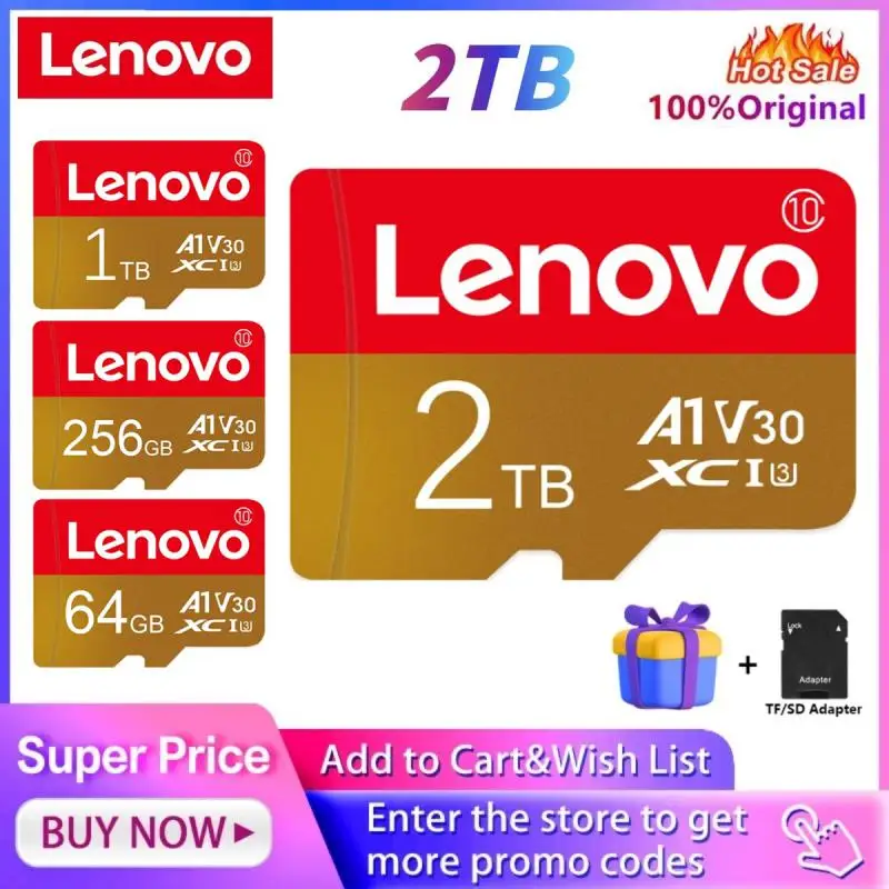 Lenovo 2Tb Sd Memory Card 128Gb 512Gb Micro Tf Sd Card 64Gb Sd Card 256Gb Sd/Tf Flash Memory Card 1Tb Per Nintendo Switch Tablet