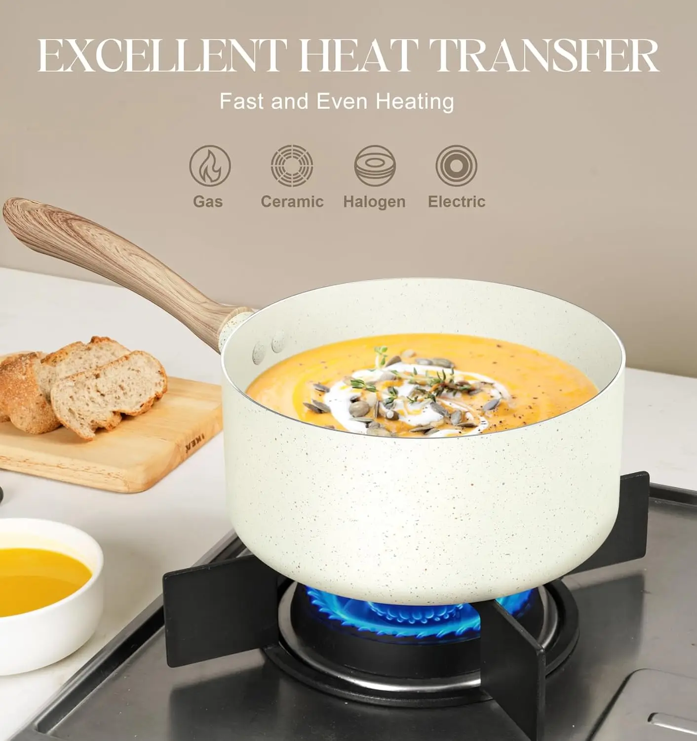 MICHELANGELO Steelcase With Lid Granite Coated Non-stick Pot Induction Suitable Suitable For Various Kinds Of Cookware 4