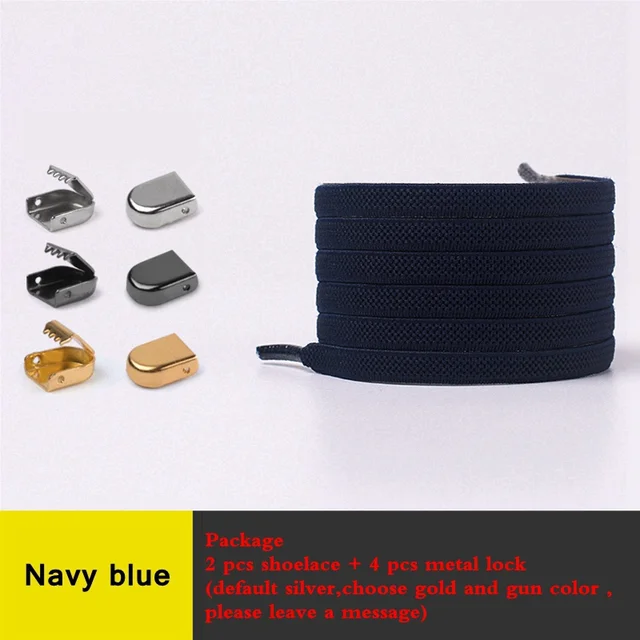 No Tie Flat Hiking Running Shoe Lace Elastic Shoelaces Outdoor Leisure Sneakers Quick Safety Flat Shoelace Kids Adult Lazy Laces Navy Blue