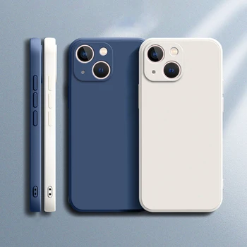 Square Square Liquid Silicone Phone Case for iPhone 14 Plus 11 12 13 14 Pro Max 12 13 mini Luxury Camera Protective Cover 1