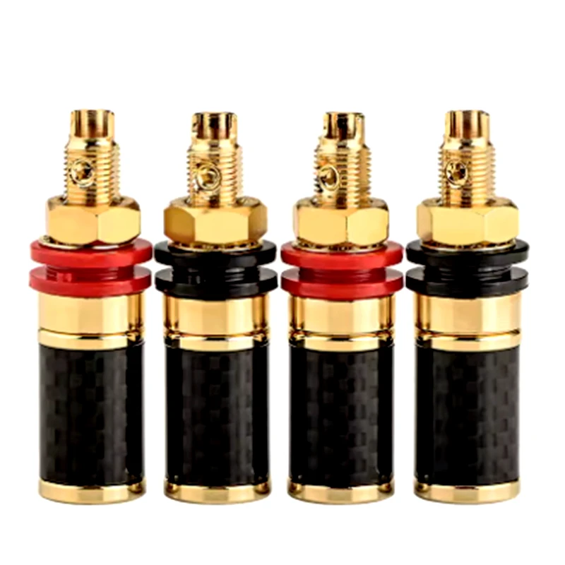 

4pcs Carbon Fiber Copper Gold-plated Terminal Solderless HiFi Audio Amplifier Speaker Plug Terminal Binding Post