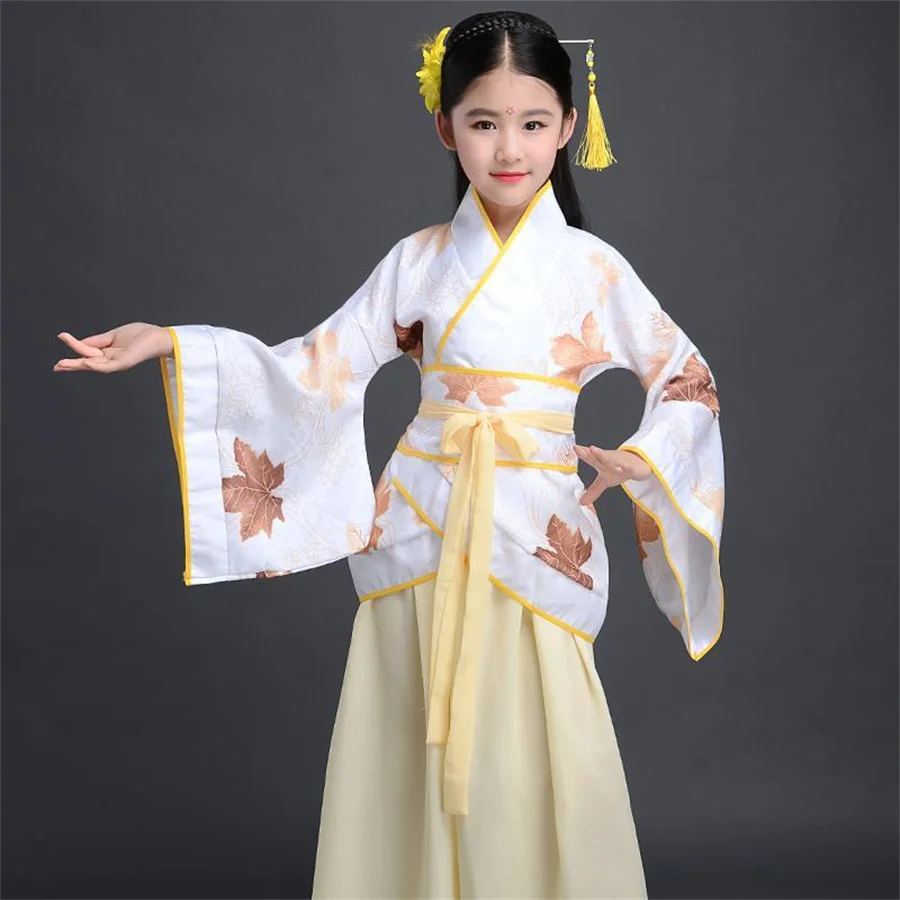 

Ancient Chinese Dress Girls Children Kimono Traditional Ethnic Fan Students Chorus Dance Costume Japanese Yukata Kimono Style