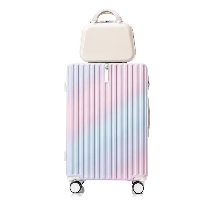 

New Gradient Luggage 20 Inch Boarding Trolley Suitcase 24" Student Safety Combination Lock Front Hook Silent Universal Roller