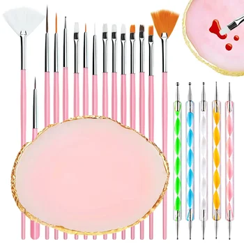 Tavolozza per nail art e pennello Design Punta Pittura Disegno Display Intaglio Penna punteggiata Gel acrilico Smalto UV Set manicure fai da te Strumenti