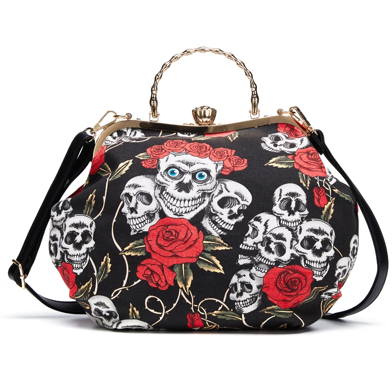 WR New  2022 Designer Bags for Women Canvas  Bag Skull Printed Crossbody Handbags Large Capacity Tote Bag Quality Messenger